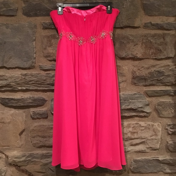 Dress Barn Strapless Pink Midi Prom Dress (S) - Picture 2 of 3